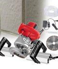 Heavy Duty Tile Chamfering Machine Packs Hardcore 1200 Watt Muscle Cuts Tile Like Butter At 13000 RPM with accessories on aluminum track.