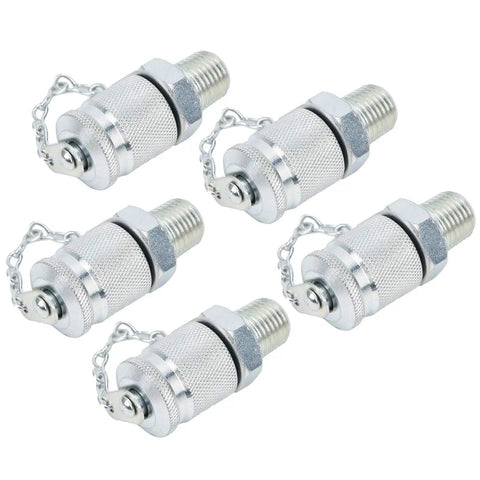 Heavy Duty Hydraulic Test Coupling Kit With Sealing Threads For Hose Fittings And Oil Measuring Tool NPT One Quarter Inch Built To Last Adapter Set For Pneumatic And Hydraulic Systems, 5 carbon steel adapters