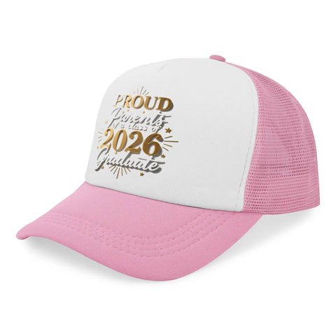Proud Parent Of A 2026 Grad Womens Lightweight Pink Cap With Adjustable Buckle One Size Fits Most front side view