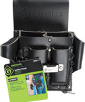 Leather Tool Pouch With Eight Pockets For Pros Heavy Duty Belt Organizer For Builders Pro Grade Worksite Accessory with label