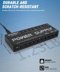 Ten Independent DC Outputs Guitar Pedal Power Supply For Effects: 6x9V 100mA, 2x9V 500mA, durable ABS shell