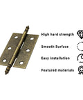 Four Pack Antique Bronze Folding Butt Hinges Measuring 2.5 By 1.69 Inches For Cabinet Doors Rustic Windows Wood Boxes And Heavy Duty Vintage Brass Finish Furniture Hardware That Is Badass Rust Resistant And Gonna Work Sweet For Yall, showing hinge detail with smooth surface and installation points.