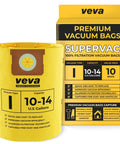 15 Pack 10 To 14 Gallon Vacuum Filter Bags For Wet Dry Vacuum Type F 90662 Premium Replacement Bags beside packaging box