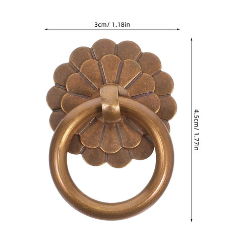 Detailed view of Vintage Brass Ring Pulls Six Pack Solid Round Cabinet Handles Old School Drawer Knobs For Kitchen Cupboard Closet Furniture Hardware 30mm With Screws Durable Mounting Hardware Included.