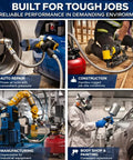 Images showcasing 1/2 Inch NPT Male 20 Inch Compressor Jumper Hose With Dual Swivel Fittings in various industrial applications.