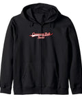 Zip Hoodie With Conveyor Belt Sushi Theme In Vintage Varsity Throwback Style For Foodie Fans, Comfortable Fleece, Relaxed Fit