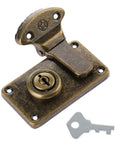 Vintage Metal Key Hasp Lock For Jewelry Box And Wooden Suitcase With Antique Toggle Latch And Key Screws Included