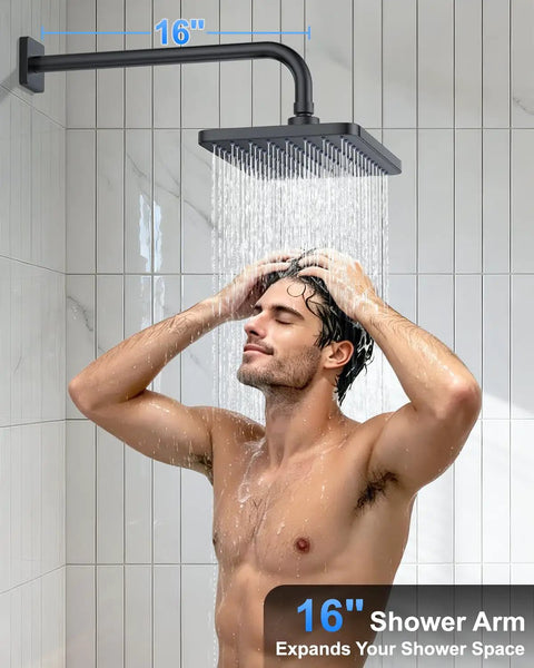 Slick Matte Black Rainfall Shower System With Filtered Handheld Sprayer Featuring Top Shelf Solid Brass Valve And Hella Durable Easy Clean Silicone Jets For A Smooth Daily Rinse Upgrade Your Bathroom Vibe
