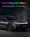 70 Inch White LED DRL Car Hood Light Strip With Dynamic Scan Start Up on a sleek black car driving at night.