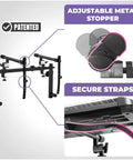 Rolling 3 Tier Keyboard Stand With Wheels For Home Studio And Music Production, adjustable metal stopper, and secure straps shown