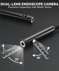 Dual Lens Endoscope Camera With Light 1920P HD Borescope For Tight Spots With 7.9mm Ultra Slim Probe showing dual lenses