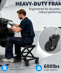 Mechanic on stool using Set Of 6 Heavy-Duty 2.5 Inch Caster Wheels With Rubber Tires, 360 Degree Swivel, for garage seats