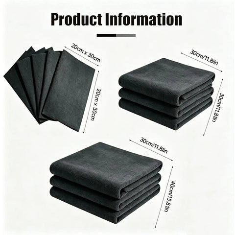 Must-Have Thick Reusable Microfiber Cloths For Kitchen And Car, Lint Free And Streak Free, 16 By 12 Inch, stacked and spread out