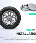 4 Pc Heavy Duty Car Wheel Center Caps 60 Mm Bore Snap In Hub Caps Rock Solid Anti Drop Rim Replacement with installation guide.