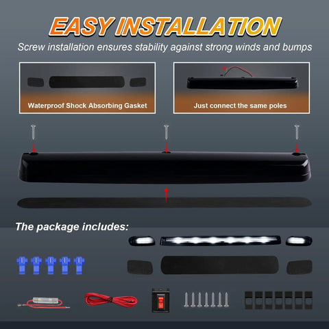 Installation kit for 3 Pack LED Cab Marker Lights White Smoke Lens For Chevy Silverado 1500 2500HD 3500HD And GMC Sierra.