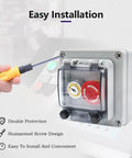 Button Box With Red Emergency And Green Momentary Stop Switch For Industrial Use IP67 Outdoor Waterproof ABS Plastic Enclosure