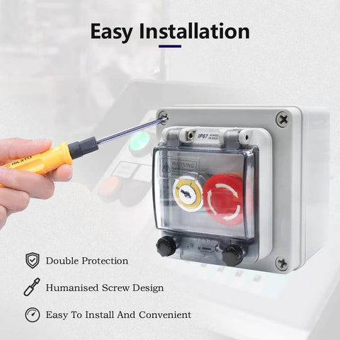 Button Box With Red Emergency And Green Momentary Stop Switch For Industrial Use IP67 Outdoor Waterproof ABS Plastic Enclosure