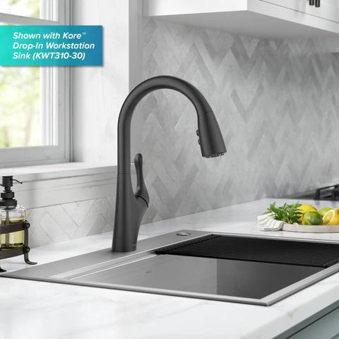 Dual Function Pull Down Kitchen Faucet With 18 Inch Reach Hose Aerated Stream For Filling Large Pots And Heavy Duty Spray