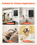 27kW Tankless Electric Water Heater 240V in kitchen for dishwashing, showering, salon, and pet washing applications.