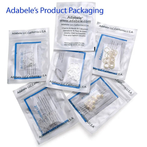 Adabele's product packaging with 2Pcs Sterling Silver 925 14mm Italian Rectangle Lobster Trigger Clasps Open Jump Ring Hypoallergenic Nickel Free