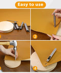 Leather Hole Punch Tool 1mm Round Hollow Punch For Leather Craft Belt Holes, Carbon Steel in use with leather and wood surface