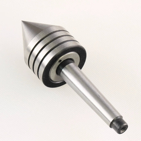 Live tailstock center for wood lathe with 60° point, 1MT shank.