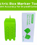 Super Cool 6 Pack Drywall Outlet Marker Kit For Pros and DIYers, green ABS plastic marker tool for drywall cutouts.