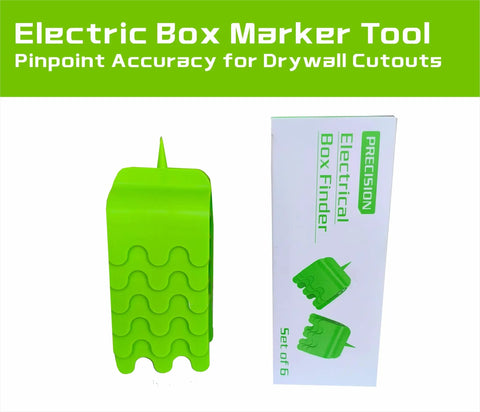 Super Cool 6 Pack Drywall Outlet Marker Kit For Pros and DIYers, green ABS plastic marker tool for drywall cutouts.