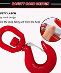 Beefy 5 Ton Swivel Hook With Latch For Hoist Rigging And Lifting Heavy Duty Alloy Steel Crane Hook Handles Up To 11000 Lbs Safety Locking Latch Durable Quenched Steel For Serious Lifting Jobs red swivel hook with safety latch close-up