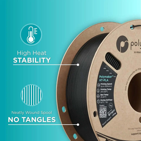 HT PLA Filament 1.75mm Black For 3D Printing spool with high temp stability and no tangles