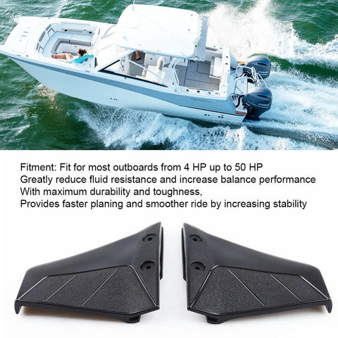 Hydrofoil Stabilizer Kit For Outboard And Stern Drive Boats, Fits 4HP-50HP, UV-Proof ABS hydrofoils with boat in motion