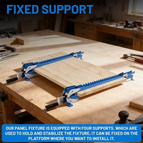 41 Inch Panel Clamps Set of 2 for Woodworking, Adjustable Four Way Steel Clamps for Tables Benchtops Cutting Boards Tabletops and Cabinet Making, Pro Grade Glue Ups, Warp Resistant, Heavy Duty Clamping Tools for Perfect Joints, fixed support on workbench