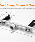 Heavy Duty Gas Pump Removal Wrench With Adjustable Spanner Grip For No Sweat Fuel Tank Lid Cover Loosening Fits Standard Socket Drive, measuring 8.3x3.5 inches.