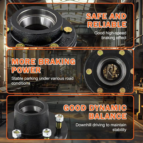Six Lug On Five Point Five Inch Trailer Idler Hub Kit For Five Thousand Two Hundred To Six Thousand Pound Axles highlighting safety and balance features