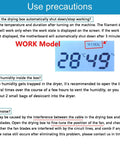 Use precautions instructions for 3D Printer Filament Dryer Box With Huge Storage For 1Kg Spools, including temperature, humidity, and noise guidance.