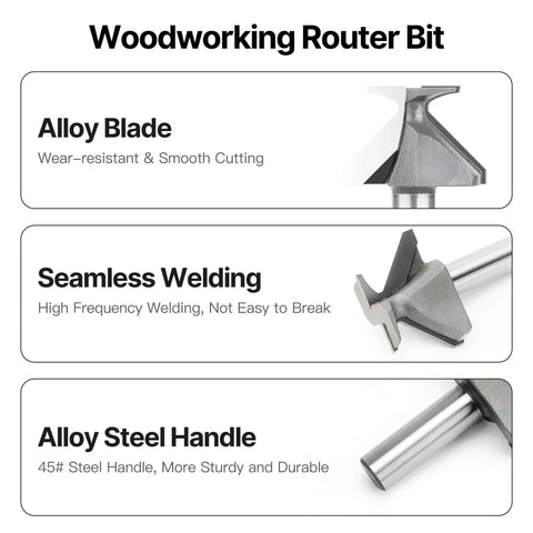 Half Inch Shank R18 Seamless Woodworking Router Bit Arc Bending Integrated Milling Cutter Carbide Tip V Bit detail view
