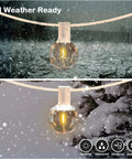 100 Feet Outdoor G40 Globe String Lights Waterproof IP44 Dope Patio Lighting With 53 Shatterproof Bulbs in rain and snow.
