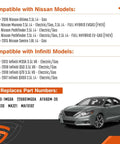Image showing compatibility chart for Heavy Duty Mass Air Flow Sensor Assembly Direct Swap For Nissan Altima Sentra Q50 Q70 QX60.