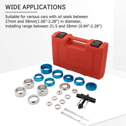 Pro Grade Crankshaft Seal Tool Set For Removal And Installation With Camshaft Oil Seal Puller Kit, Premium Aluminum Adapters