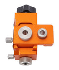 Heavy Duty Double Hole Drill Guide With 12Mm Eccentric Nut, featuring dual holes and adjustable clamps for exact panel drilling.