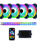 Dope Silent 120mm Dual Ring RGB LED Case Fan With Remote Control 28 Addressable LEDs Anti Vibration Rubber Pads Includes Two 12 Inch