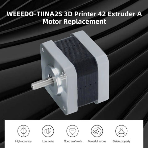 42-34 Extruder Stepper Motor Replacement For Tina2S E-Axis with 4-pin connector and 8.6 inch wire, silver and black color