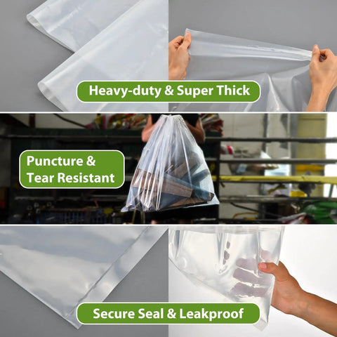Beefy 7 Mil Two Sided Dust Collector Bags for 19.5 Inch Diameter, 31 W X 40 L Plastic Collection Bags showcasing heavy-duty strength