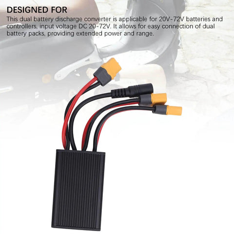 Heavy Duty Dual Battery Pack Balance Discharger With Snap Ready Charging Port And Steady 40A Output For 20V To 72V Boards, showing wiring connections.