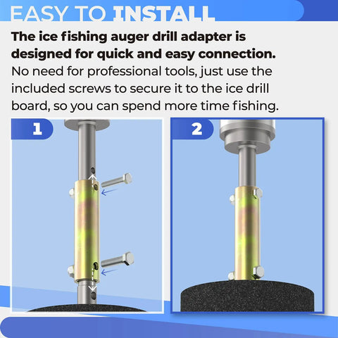 Heavy Duty Auger Adapter For K Drill Ice Augers 0.71 Inch Shaft To Clam Drill Plate Connector Includes Mounting Screws