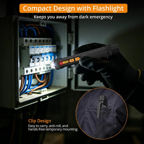 Voltage Tester 12 To 1000V AC Electric Pen With LED Flashlight Non Contact Detection For DIY Home Projects And Go To Pro Electric Work Built In Live Wire Alarm And Easy Audible Alerts, clip on pocket