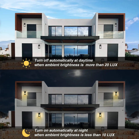 Two Pack Dusk To Dawn Outdoor Wall Lanterns With Sensor Matte Black Exterior Porch Lights E26 Base Socket Anti Rust Waterproof Weatherproof Wall Mounts For Doorway Garage Hallway Patio And Garden Ambience house exterior light up