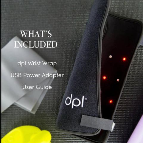 Red Light Therapy Wrist Wrap For Pain Relief And Carpal Tunnel Support with USB adapter and user guide