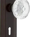 Privacy Deco Plate With Keyhole Crystal Meadows Knob Set For Interior Doors, 2.75 Inch, Timeless Bronze Finish, Lead-Free Crystal