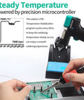 Pro Grade 110W EVO Soldering Station And Desoldering Kit with vacuum pump demonstrating steady temperature feature.